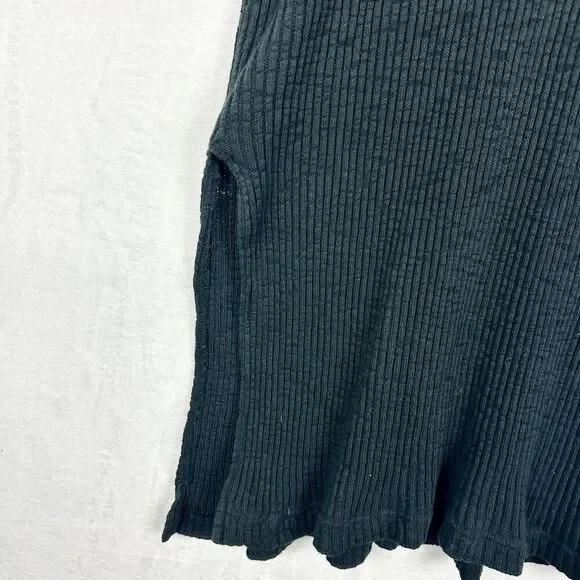 Free People Beach Pacific Maxi Dress Size Large Black V-Neck Collared Ribbed - Picture 5 of 7